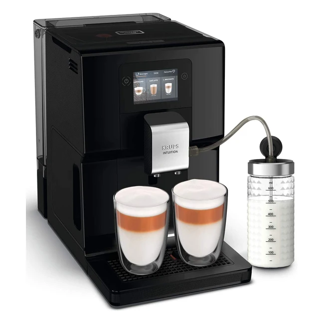 Krups Intuition Preference Kaffeevollautomat LED-Beleuchtung 250g Bohnenbehälter 23L Wassertank 35 Zoll Touchscreen OneTouch Cappuccino Funktion Schwarz