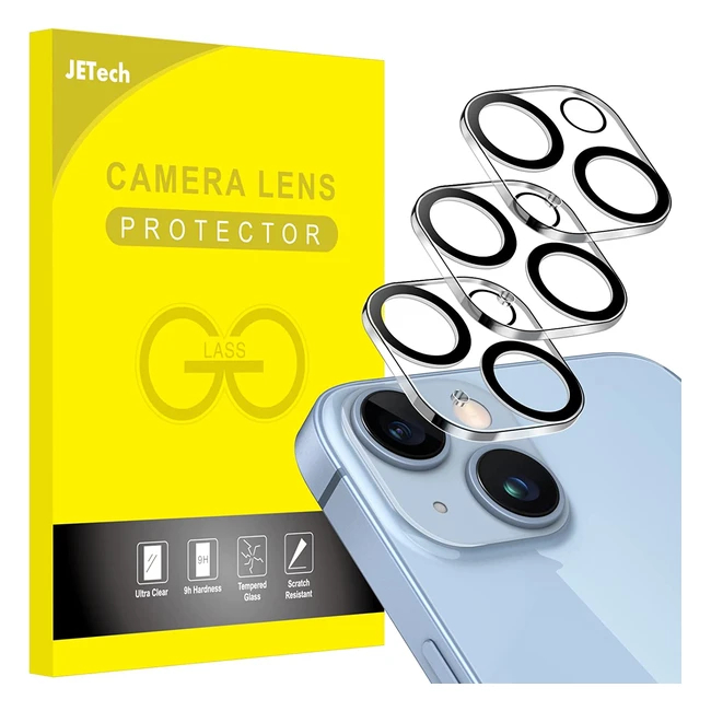 JETech Camera Lens Protector for iPhone 14 - 3 Pack - 9H Tempered Glass - Anti-Scratch - Case Friendly