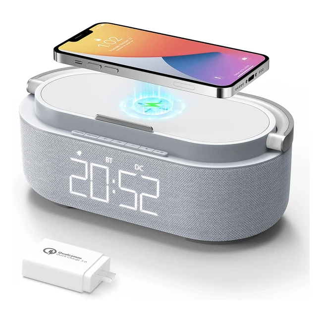 Réveil Digital Colsur 7en1 avec Chargement Sans Fil et Enceinte Bluetooth