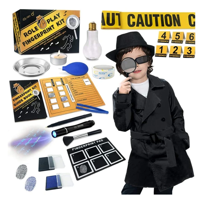 Spy Kit for Kids - Detective Outfit with Fingerprint Investigation Set - STEM Educational Science Toys for Boys and Girls Age 6 - Perfect Secret Agent Costume