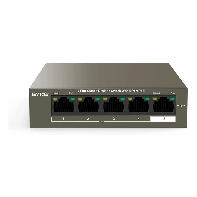 Tenda 5-Port Gigabit PoE Switch - Up to 63W, Ideal for IP Surveillance and Access Point