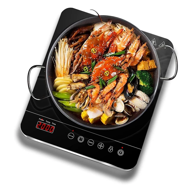 AOBOSI Single Induction Hob - Portable Cooker, Black Crystal Glass Panel, 10 Temp/Power Levels, 3hr Timer, Safety Lock