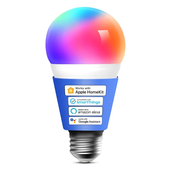 Ampoule Connectée LED Intelligente Meross Compatible Apple Homekit Siri Alexa Google Home E27 2700K-6500K RGBCW Dimmable Multicolore