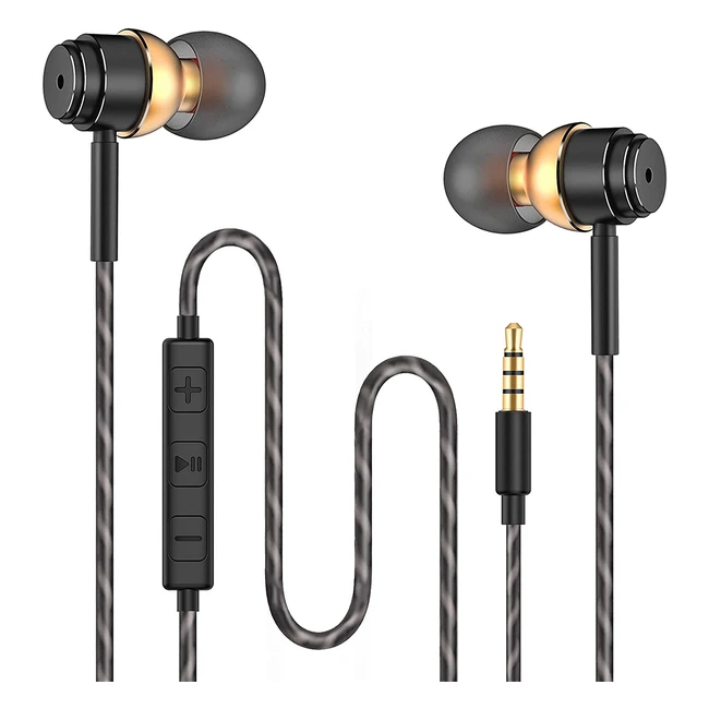 Auricolari In-Ear con Microfono | Leggeri e Compatibili con Huawei, MP3, Android, PC | Nero e Oro