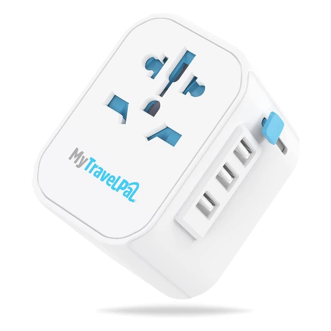 MyTravelPal Pro - Worldwide Travel Adapter with USB - Powers 4 Devices at Once - Safe and Powerful