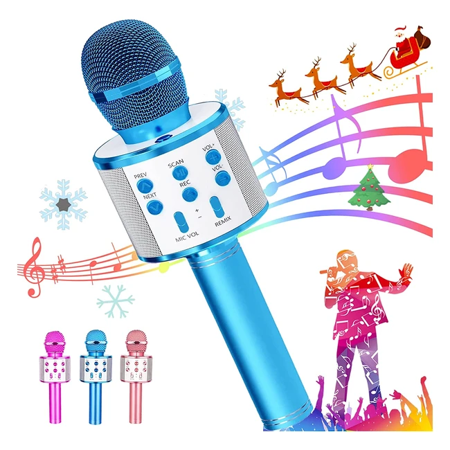 Microfono Karaoke Bluetooth 4 in 1 Wireless Bambini - Altoparlante Integrato, Effetto Eco, Compatibile con Android/iOS - Buty