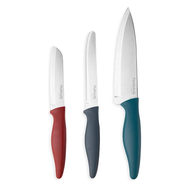 Nuovva Sharp Kitchen Knife Set - 3pcs Stainless Steel Non-Stick Blades