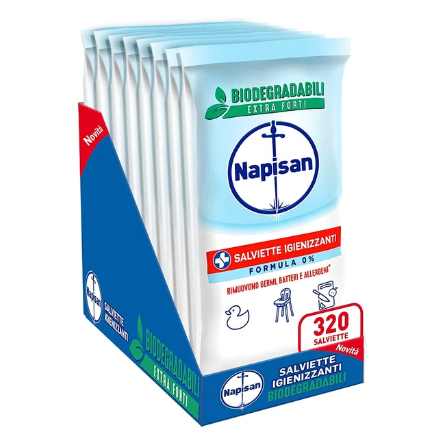 Napisan Salviette Igienizzanti Biodegradabili - Confezione da 8x40
