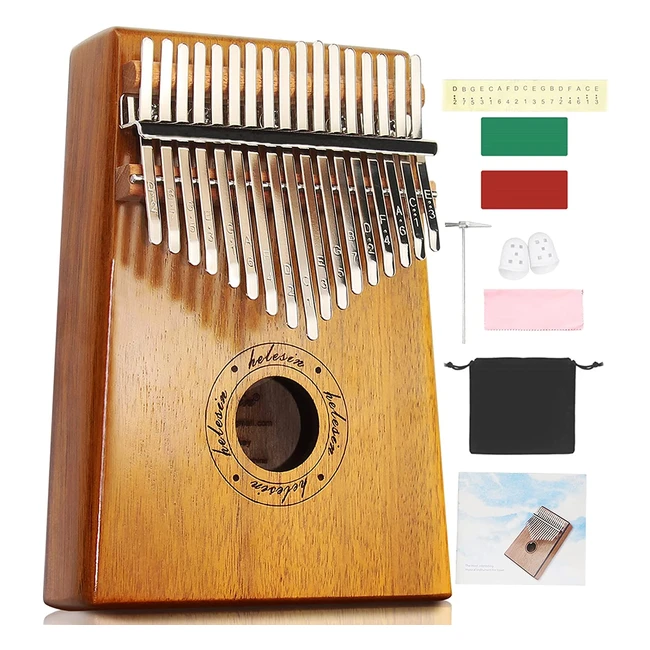 Kalimba 17 cls piano pouce - Instrument de musique solide avec outils d'apprentissage - Parfait pour enfants, adultes et amateurs de musique