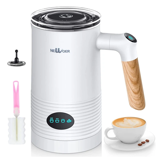 Electric Milk Frother 4-in-1 Machine - Hot/Cold Milk Foam, 350ml Milk Warmer, Auto Power Off, Hot Chocolate Maker for Coffee/Cappuccino