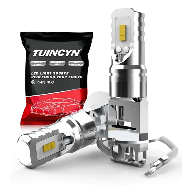 Ampoules antibrouillard LED H3 ultra-lumineuses 1600lm, 6500K blanc, haute puissance 80W, pack de 2
