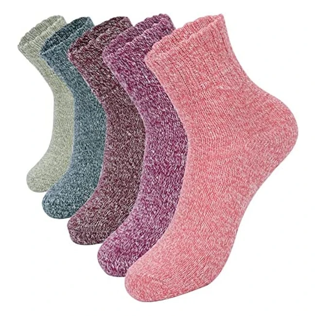 Warm Nordic Knit Wool Socks for Women - 5 Pairs (Size 48)