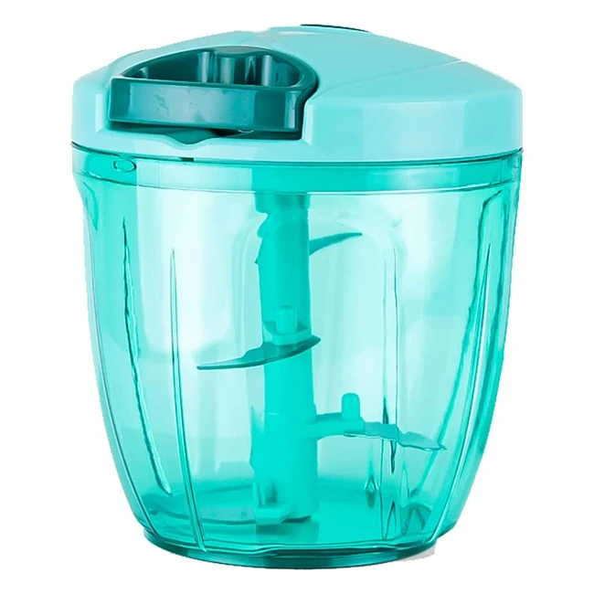 Ourokhome Manual Food Chopper - Efficient Vegetable Cutter with 5 Blades for Onion, Garlic, Parsley - Teal (1000ml)
