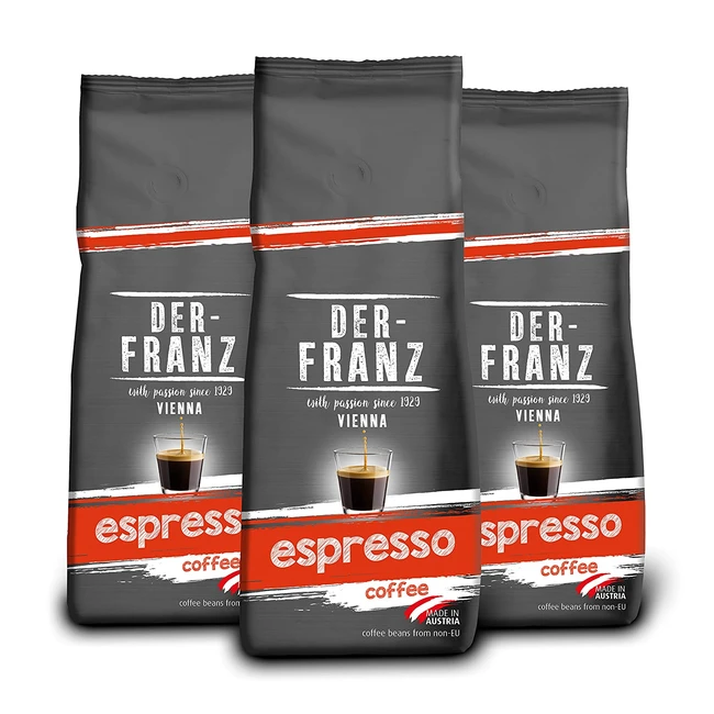 DerFranz Espresso Kaffee UTZ ganze Bohne 3x500g - Stark, samtig und perfekt für Cappuccino