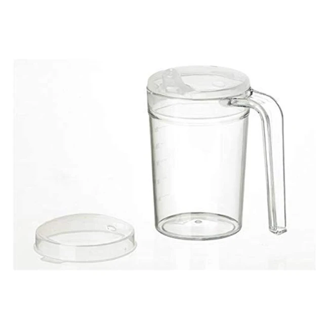 Homecraft Clear Mug - Shatterproof Cup for Elderly, Children, or Weak Grip/Arthritis - Spout Lid, Gradations, 2 Lids Included