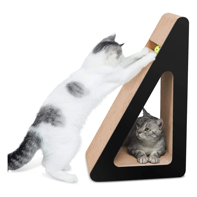 Aibuddy Cat Scratcher Incline Pad w/ Ball Toy & Catnip - Superior Cardboard Construction for Multiple Scratching Angles