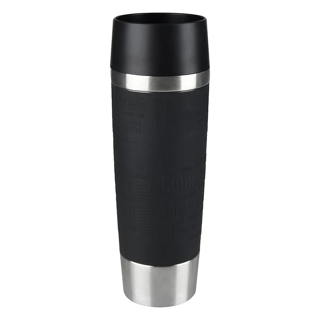 Tefal K3081214 Travel Mug Grande - Reusable Drink Bottle with Quick Press Closure, Black Silicone Sleeve, 500ml