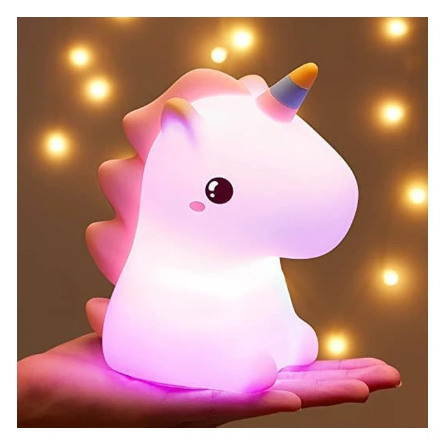 Luce notturna unicorno per bambini - USB ricaricabile, 16 colori, morbida e sicura