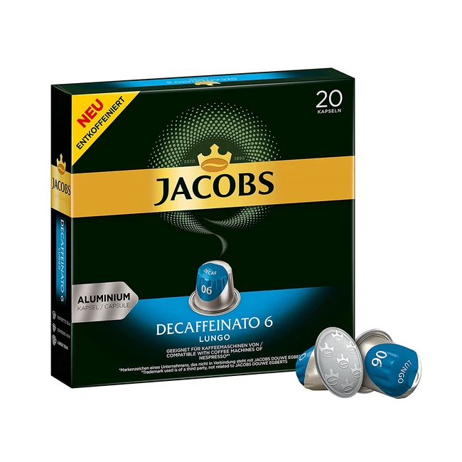 Jacobs Lungo Decaffeinato Kaffeekapseln Intensität 6 - 200 Nespresso-kompatible Kapseln (10 x 20 Getränke)