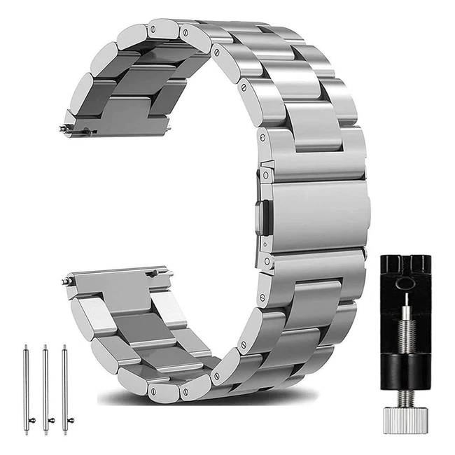 OTopo Stainless Steel Strap for Samsung Galaxy Watch 4 & 5 - Quick Release Pins, Adjustable Length, Precision Material