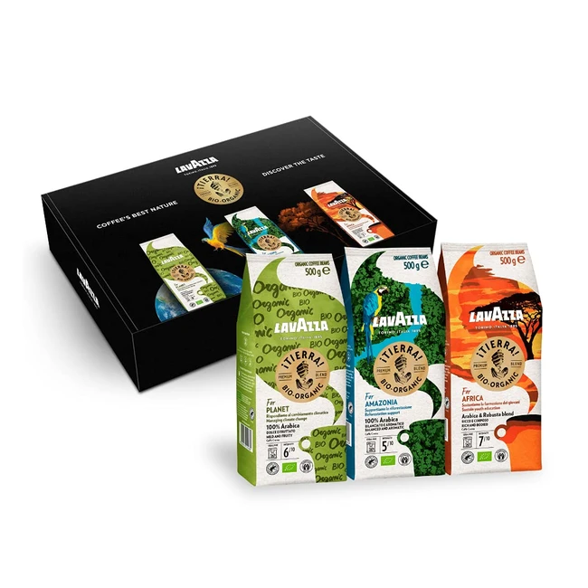 Lavazza Tierra Probierset - Handgepflückte Bio-Kaffeebohnen - 3 Packungen á 500g - Tierra for Africa, Amazonia & Planet - 1500g