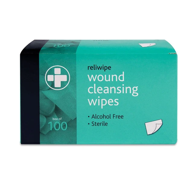 Reliance Medical Reliwipe Moist Saline Wound Cleansing Wipes - Sterile, Alcohol-Free, Extra Strong, Soft Fabric - 100 Individually Wrapped