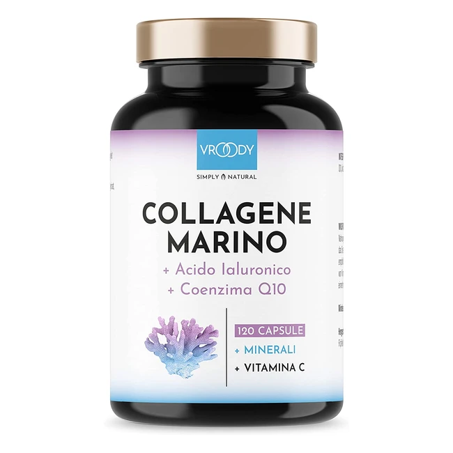 Collagene Marino con Acido Ialuronico 1000mg - Idrolizzato, 120 Capsule - Q10, Biotina, Zinco