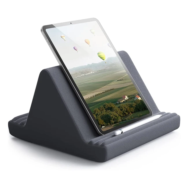Eono Tablet Stand Pillow Holder - 6 Viewing Angles - Compatible with iPad, Galaxy Tab - Dark Gray