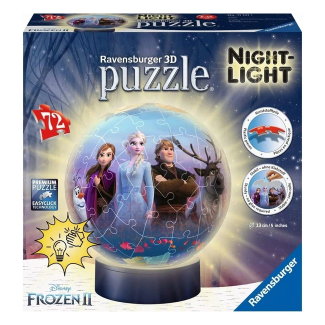 Lampada Notturna 3D Frozen 2 Ravensburger, Costruzione Solida Senza Colla