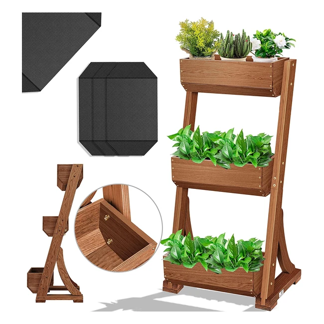 Kesser Premium Raised Bed with 3 Levels - Flower Box, Plant Stairs, and Cold Frame - Ideal for Patio, Balcony, and Garden