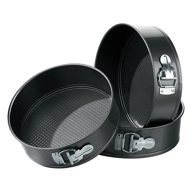 Premier Housewares 506203 Cake Tins Set - Non-Stick Springform Baking Tins for Mini Cheesecakes - Carbon Steel - Black