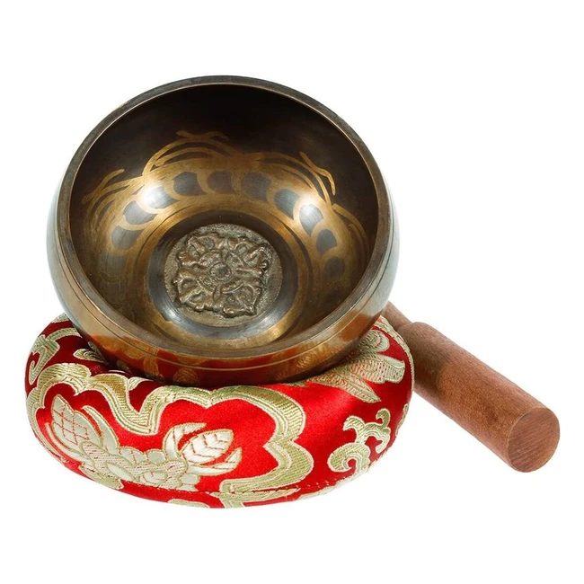 Silent Mind Tibetan Singing Bowl Set - Mindfulness, Meditation, Relaxation, Stress & Anxiety Relief - Perfect Spiritual Gift for Men & Women - Red