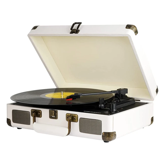 Digitnow Vinyl Record Player - 3 Speeds, Built-in Stereo Speakers, USB/RCA Output, Headphone Jack, MP3 Playback - Suitcase Design