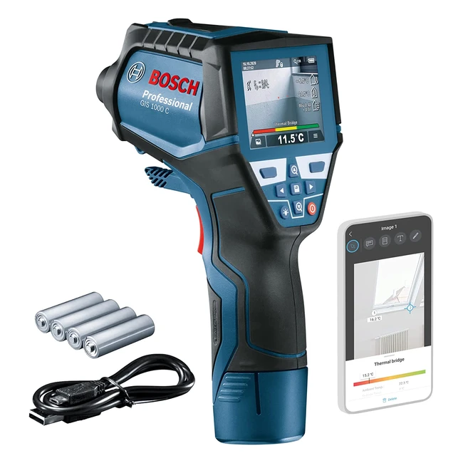 Bosch Professional GIS Thermal Detector 1000 C - Infrarot-Thermometer mit App-Funktion und großer Messbereich