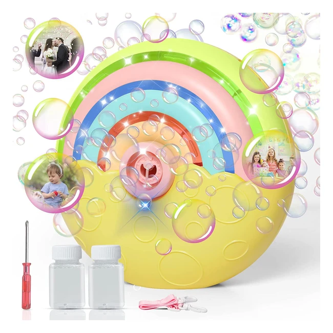 Panamalar Bubble Machine for Kids - Automatic Rainbow Bubble Maker with Lights - 2000 Bubbles Per Minute - Portable Bubble Blower Toys for Boys Girls - Outdoor Wedding Party Gift