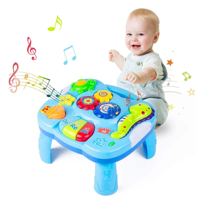 Yellcetoy Activity Table - Musical Learning Toys for 6-12 Months Babies - Develop Motor Skills, Recognition of Colors, Shapes and Animals - Best Birthday Gift for Boys and Girls