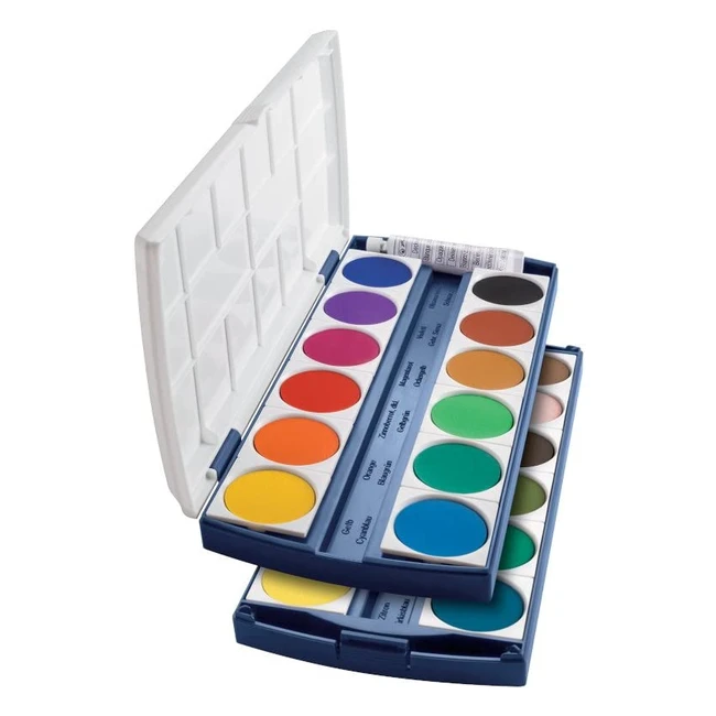 Boîte de peinture Herlitz 24 couleurs avec tube de blanc de fond inclus