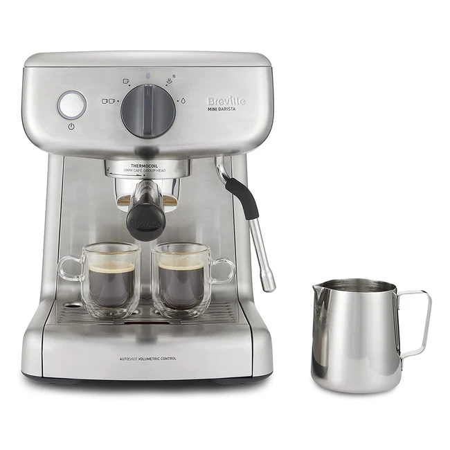 Macchina per caffè espresso Breville Barista Mini - Thermoblock con tecnologia PID, 15 bar, 2L, 1350W, acciaio inossidabile