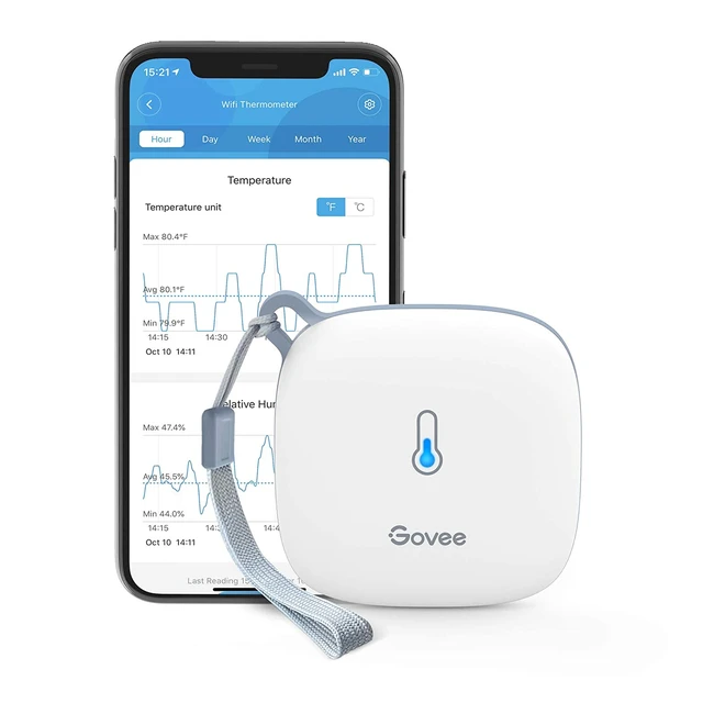 Thermomètre WiFi Govee Intérieur Hygromètre Smart - Surveillez la température et l'humidité en temps réel avec alertes - Compatible avec WiFi 2.4GHz - Idéal pour la maison, la chambre, le frigo, la cave et la serre
