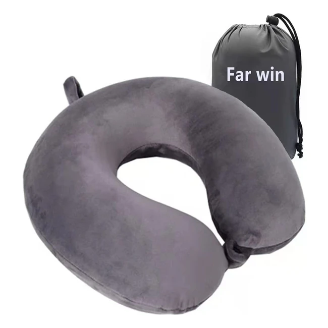 Far Win Travel Pillow - 100% Pure Memory Foam U-Shaped Neck Pillow - Lightweight & Portable - Great for Airplane, Car, Home, Office - Grey