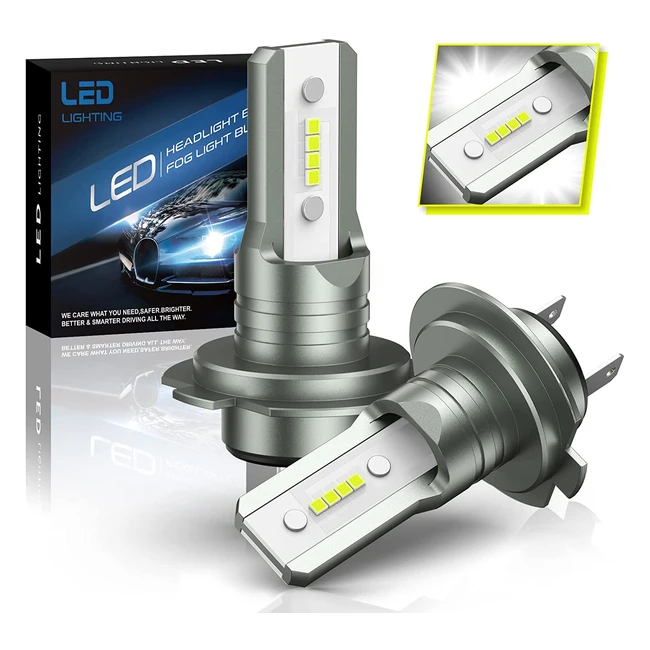 Bombillas LED H7 para Coche Sycreek - 16000LM 6500K Blanco Frio IP68 Impermeable - Reemplazo Halogeno y Xenon - Kit 2 Lamparas H7