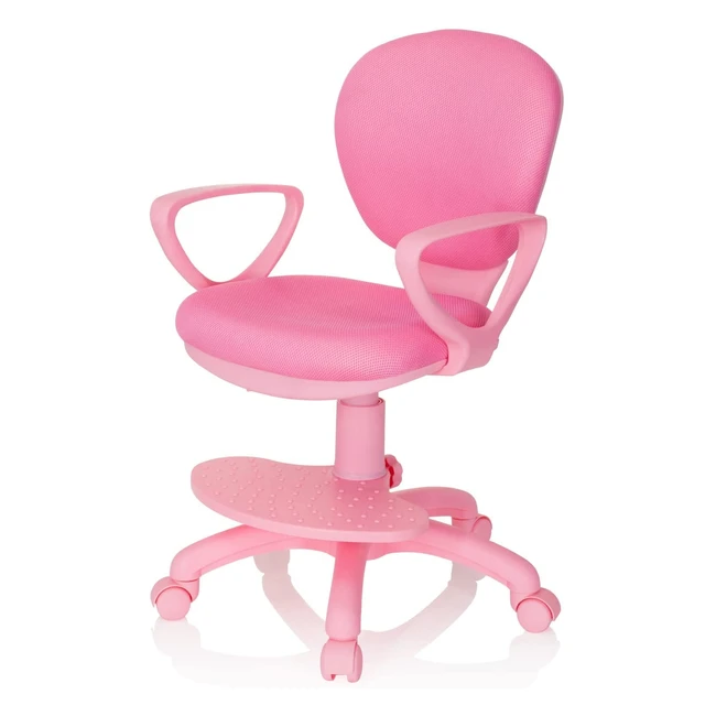 HJH Office Kid Colour 670977 - Kinderdrehstuhl in Pink mit höhenverstellbarer Sitzfläche und Fußstütze