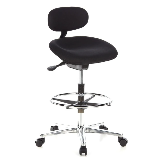 Buerostuhl24 Work Chair MV Stool on Wheels Black - Ergonomic Design with Adjustable Seat and Backrest