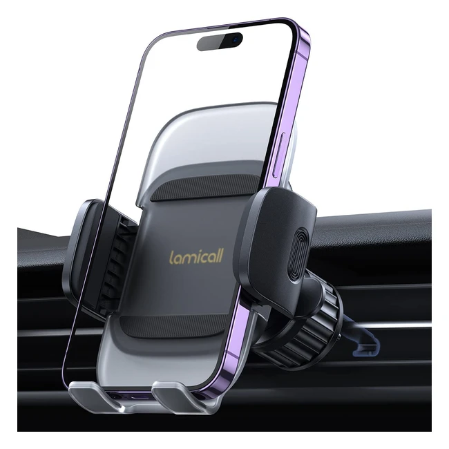 Support téléphone voiture Lamicall 360° pour iPhone 14, Huawei et smartphones - pince à ressort rapide