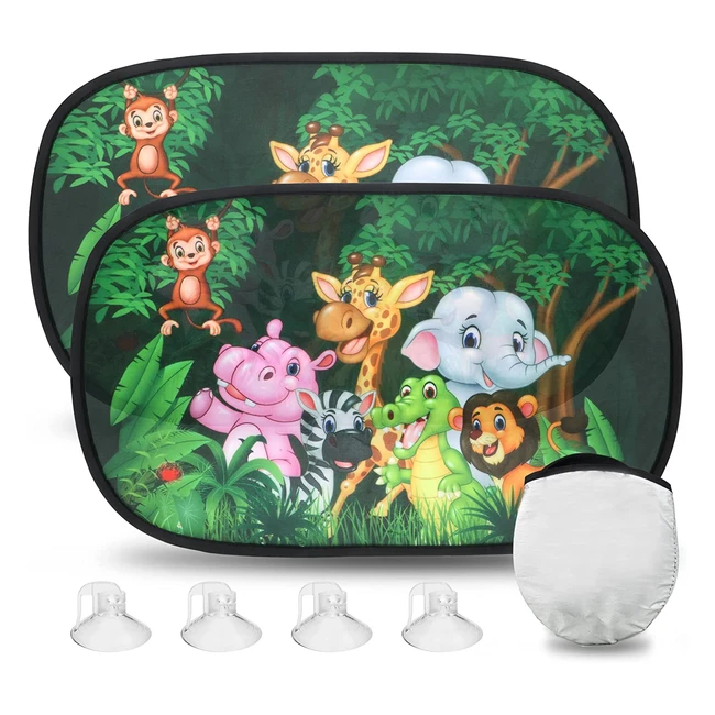 Parasol Coche Infantil Tboonor con Protección UV para Bebés y Mascotas - 51x31 cm Verde/Negro (2 Pack)