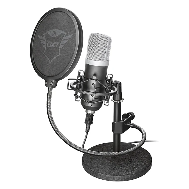 Microphone Gamer Trust GXT 252 Emita - Directivité cardioïde USB pour PC, PS4, PS5 - Podcasts, Vlogs, Streaming YouTube, Twitch - Noir