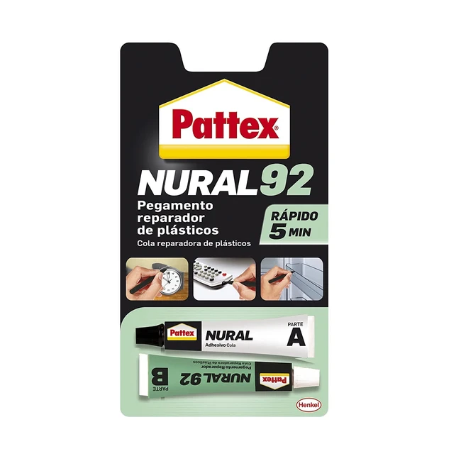 Pattex Nural 92 - Pegamento Reparador de Plásticos Transparente Resistente a Líquidos y Temperatura 2x11ml