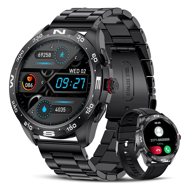 Lige Smartwatch Uomo 132 Full Touch con Cardiofrequenzimetro e Notifiche WhatsApp - Impermeabile IP67 per Android e iOS - Nero