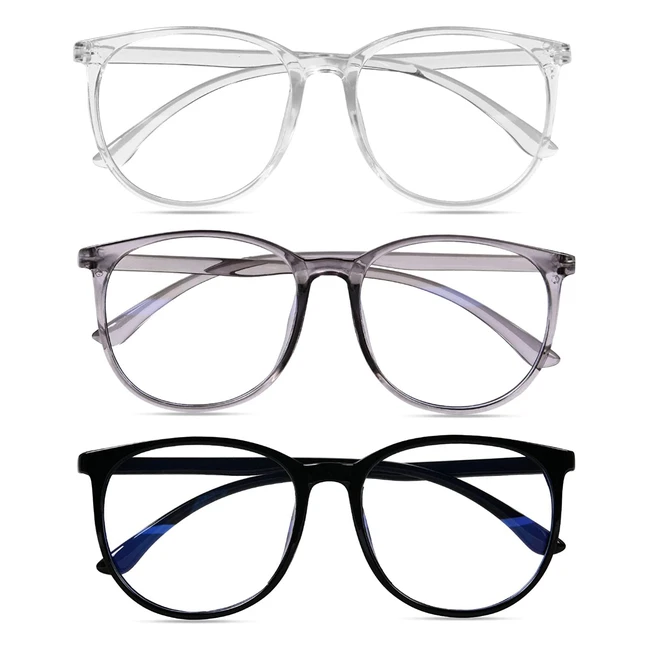 Uraqt Blue Light Blocking Glasses - Anti Glare, Anti Eyestrain, Lightweight, 3 Pack