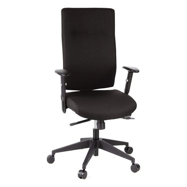 HJH Protec 300 Bürostuhl, Stoff schwarz, höhenverstellbar, extra hohe Rückenlehne